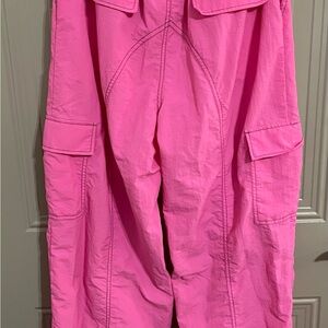 Pink nylon cargo pants